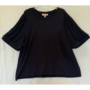 Philosophy Women's Navy Blue Ribbed Top - Size 3XL Plus